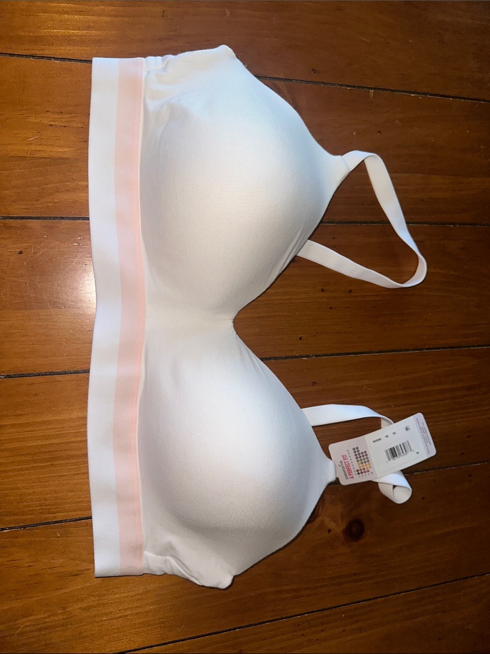 Hanes White Bra with Pink Band - Seamless T-Shirt Style